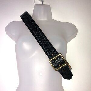 Dutyman Black Leather Belt with Brass Buckle Men's 38